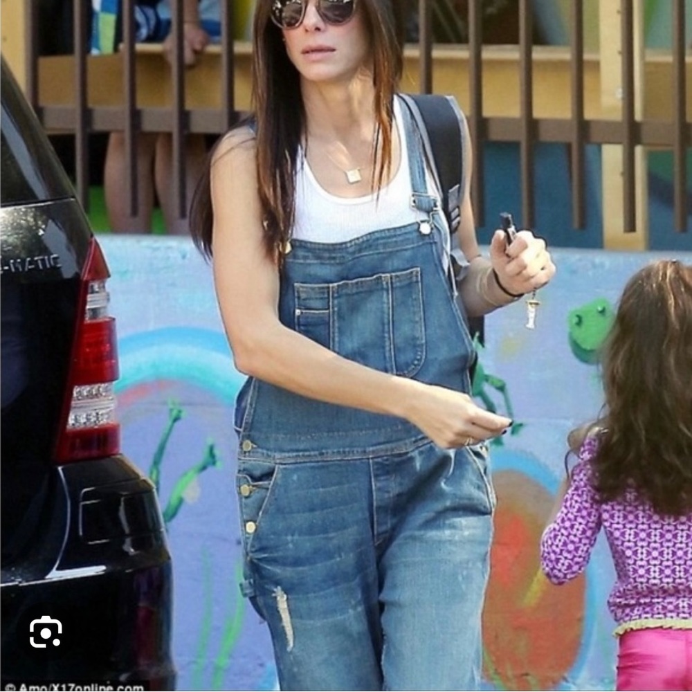 Frame Le Garcon Crop Boyfriend Overalls in Landmark Stretch Denim Jean S